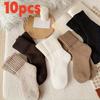 High Quality10pcs Winter Solid Thickened Women's Socks, Comfortable Warm High-Top Bubble Socks, Women's Plush Casual Snow Socks, Women's Winter