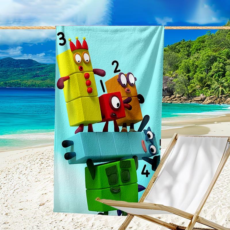 Ultra-Soft Beach Towel with Numberblocks Theme,Ideal for Pool - Camping, Diving - Perfect Travel Essential, Vibrant Beach Towel.