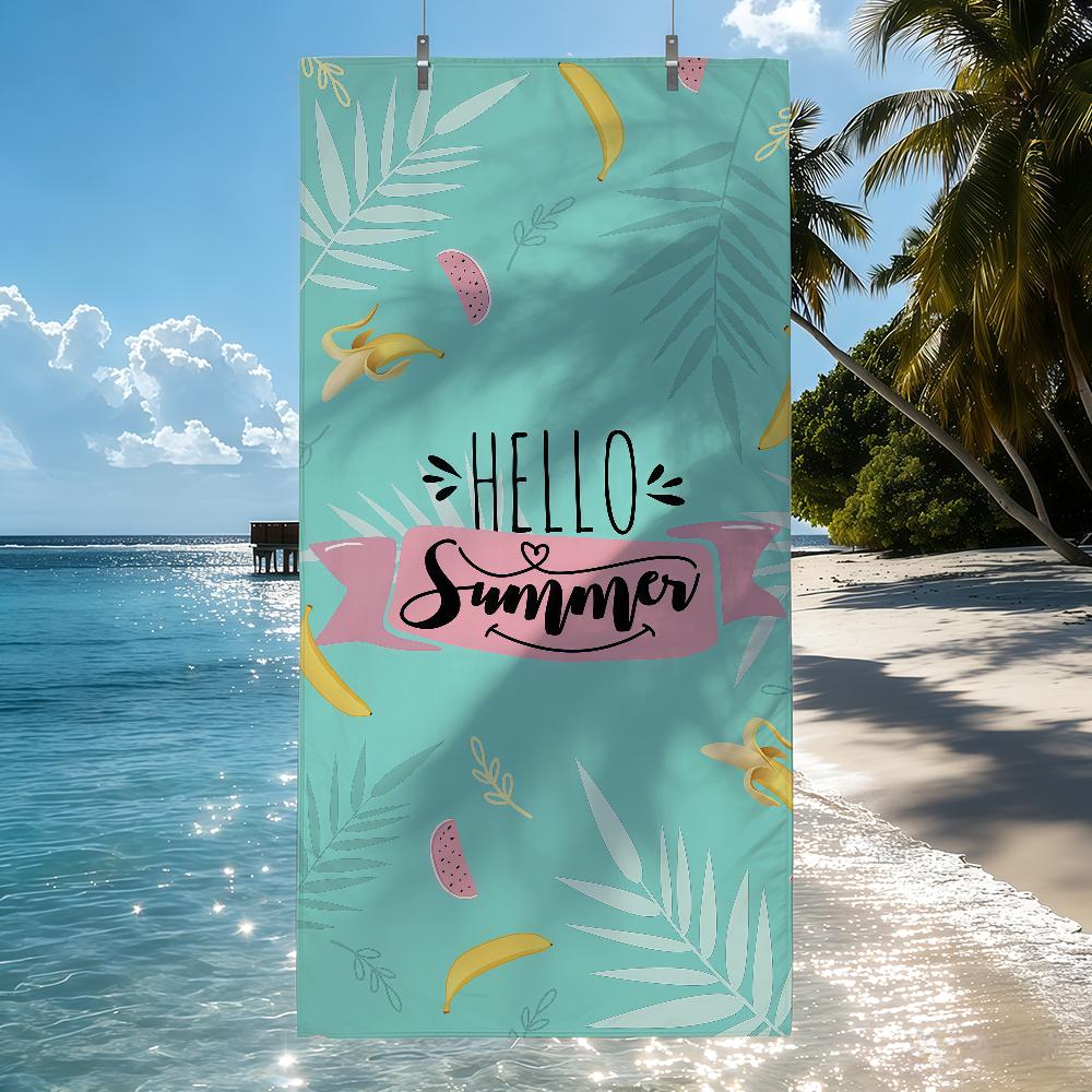Hello Summer Watermelon-Print Towel Quick Drying Beach Towels Are Suitable For Swimming Pools Camping Yoga And The Gym