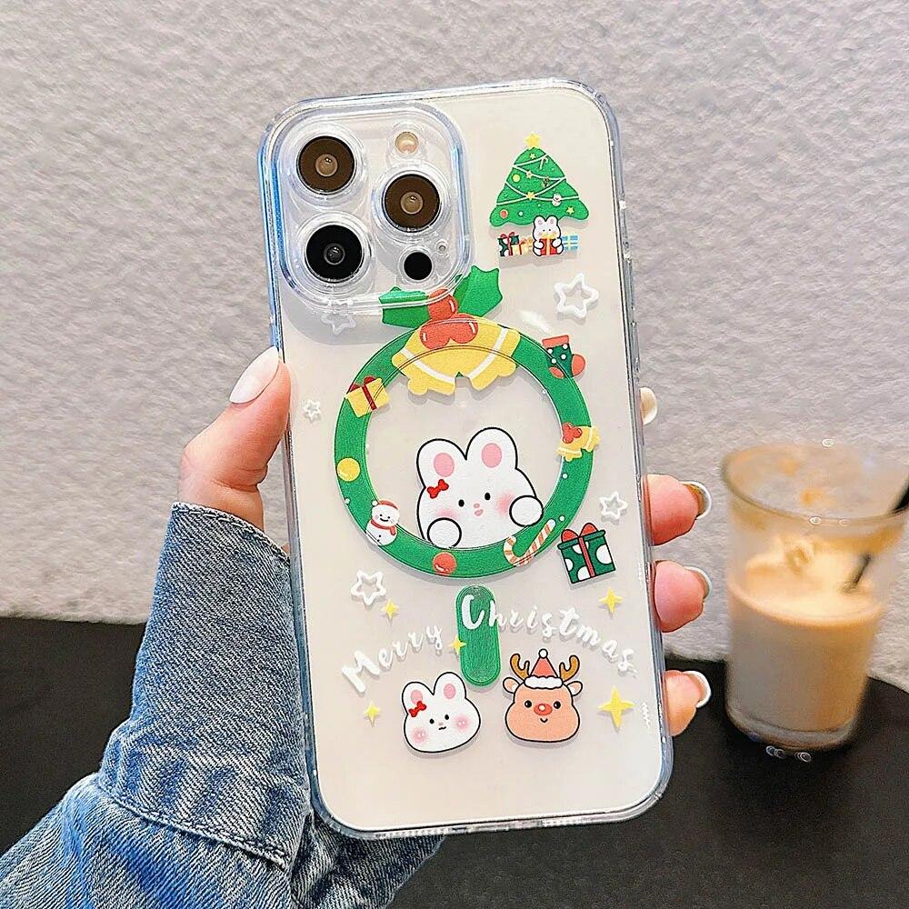 

Чехол для Magsafe, рождественский чехол для телефона iPhone 11, чехол для iPhone 14 15 Plus 13 12 Pro Max, противоударный чехол с магнитной беспроводной зарядкой For iPhone 13