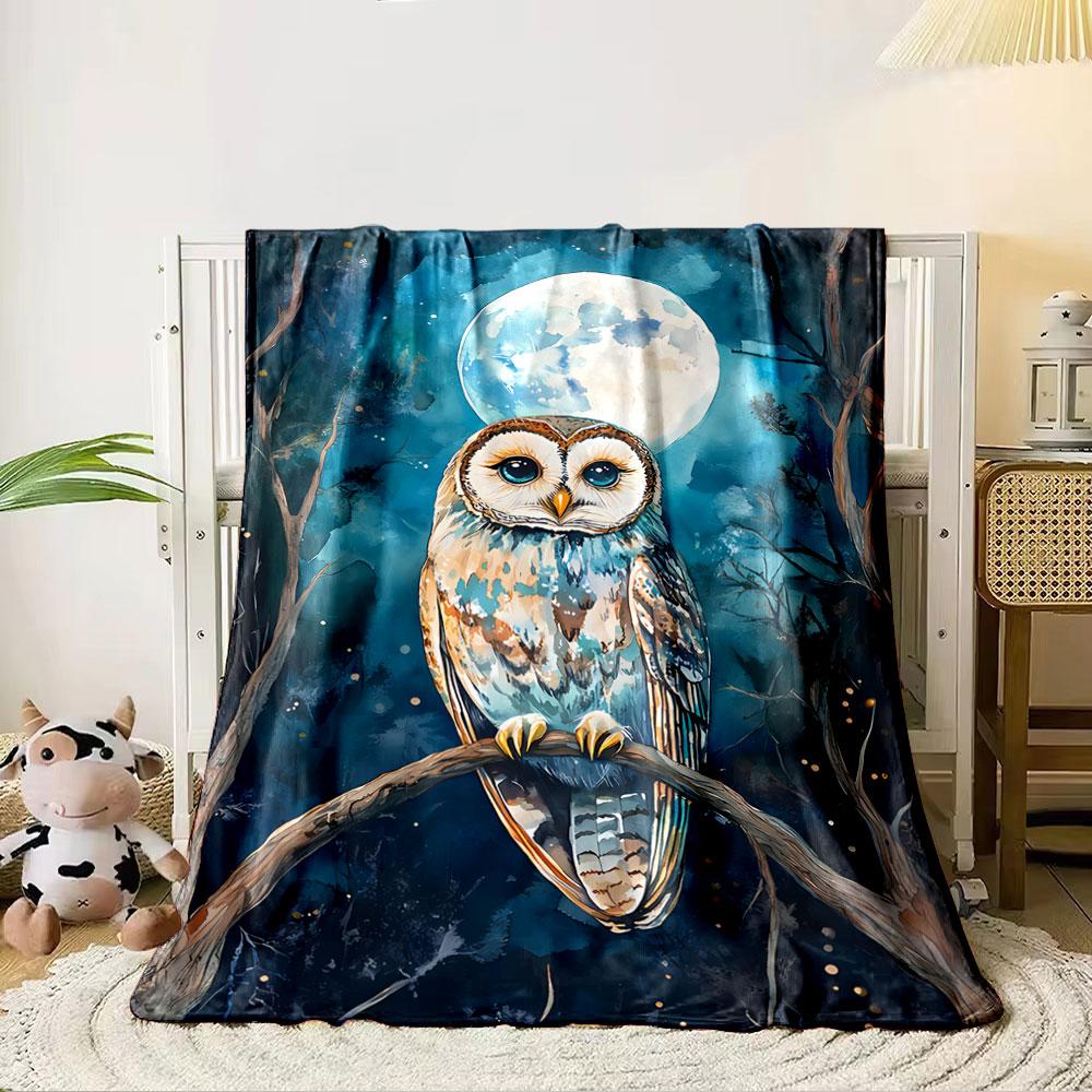 Owl Under Moonlit Night for all seasons blanket lunch break throw gift