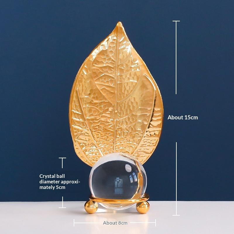 

Fine Craftsmanship Leaf Ball Ornaments Non-slip Rust-proof Crystal Ball Table Decoration Vivid Details Artwork