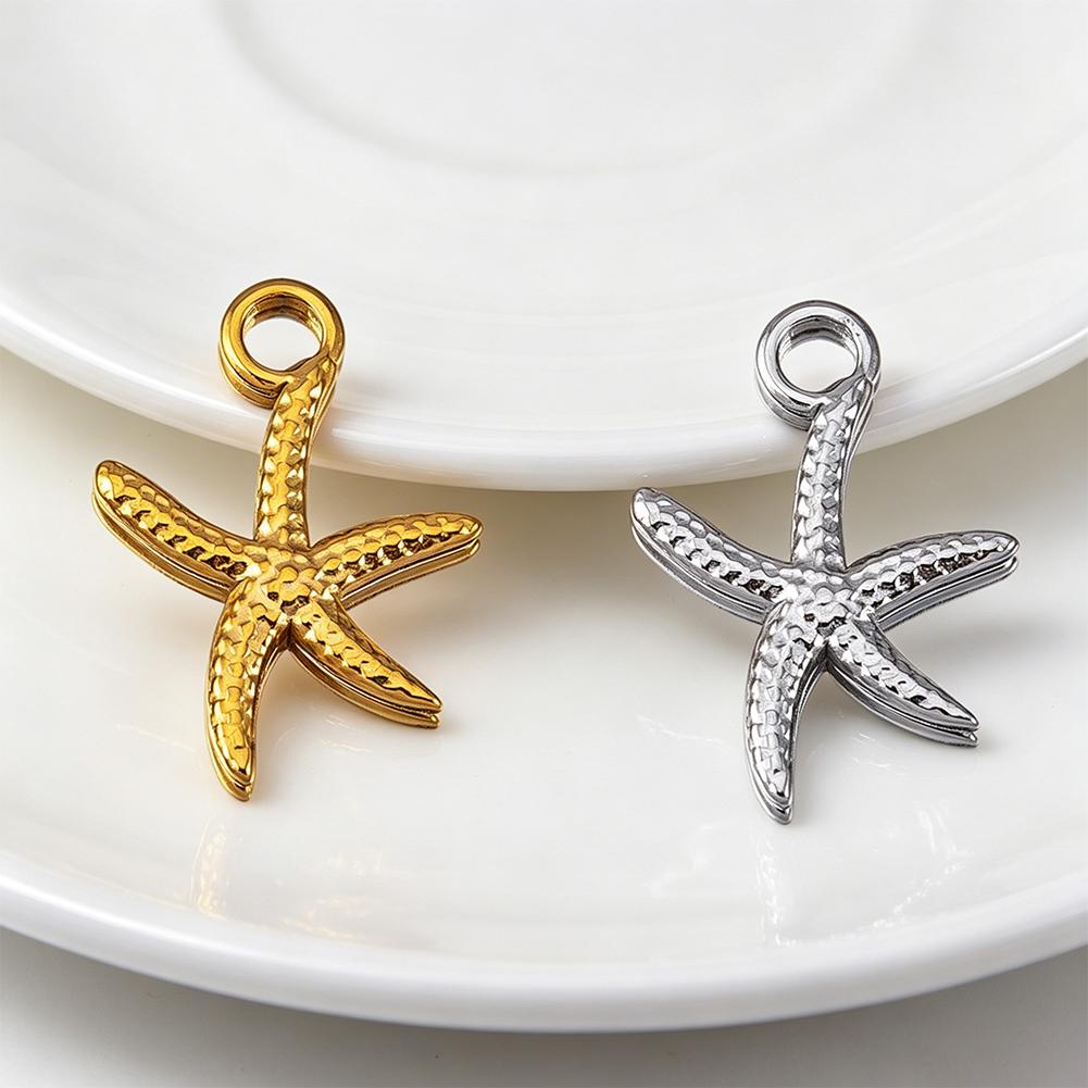5Pcs Stainless Steel Starfish Pendant Accessory For DIY Bracelet Earring Necklace Beach Jewelry Making Supplies