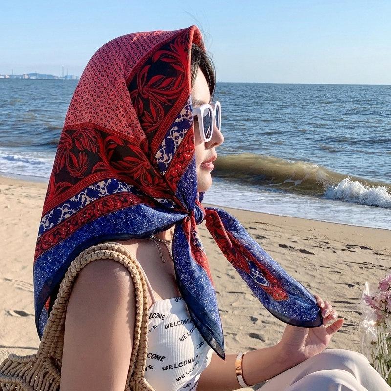 Atmosphere coffee color cashew flower velvet 91 large square scarf women's spring and autumn fashion scarf shawl dual-purpose temperament silk scarf