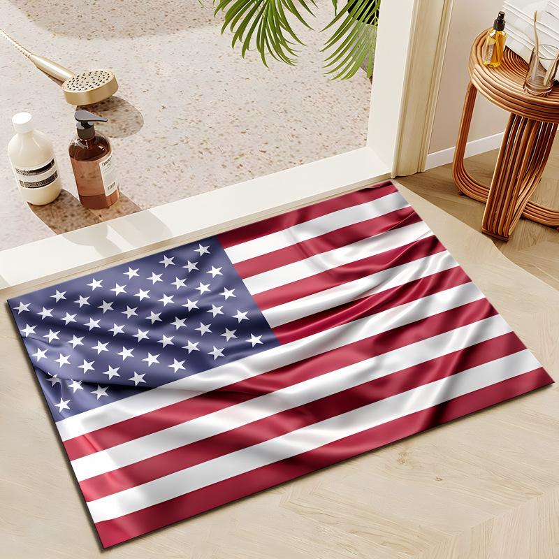 National Flag Floor Mat Entrance Shoe Changing Area Foot Mat Dirt Resistant and Non Slip Mat Washable Bathroom Floor Mat