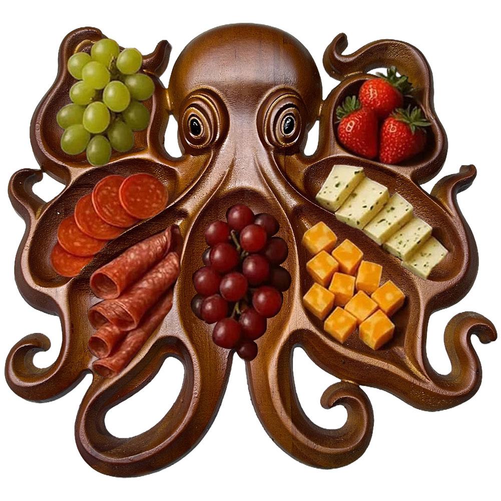 Octopus Charcuterie Platter Novelty Unique Serving Tray Board for Cheese Meats Fruit Charcuterie Board Gift for Seafood Lovers