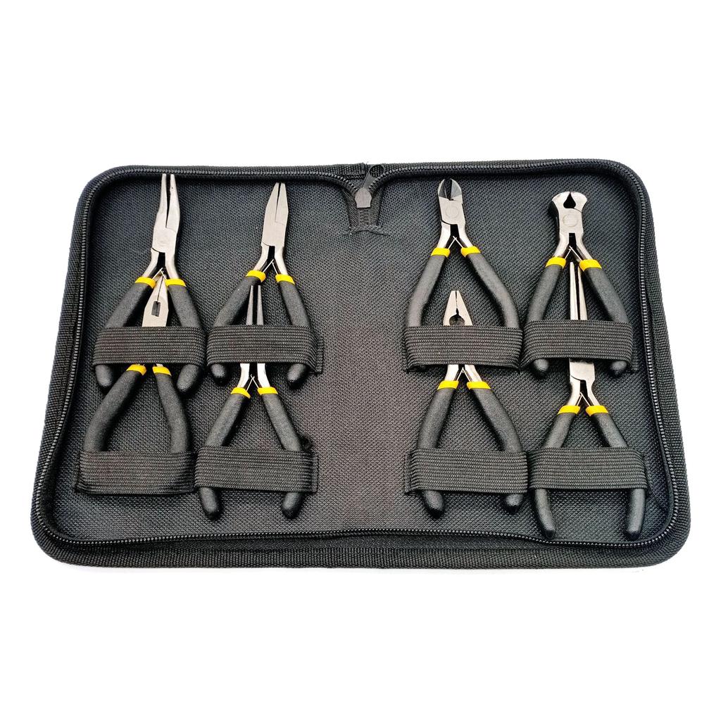 8PCS Mini Pliers Set Long Nose with Teeth Flat Jaw Round Curved Needle Diagonal Nose Wire End Cutting Cutter Tools