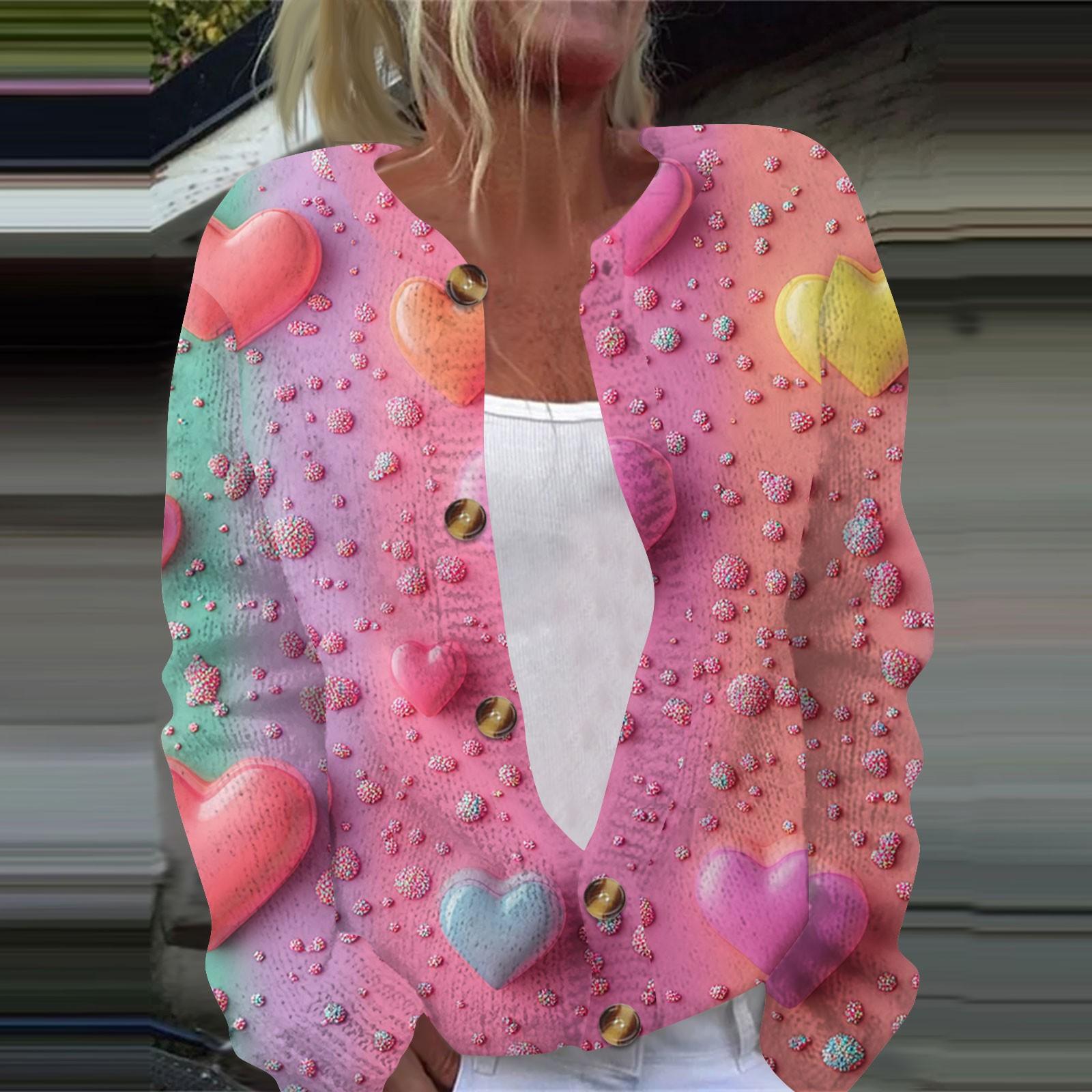 

Женская повседневная мода с принтом, длинный рукав, кардиган, куртка на пуговицах L