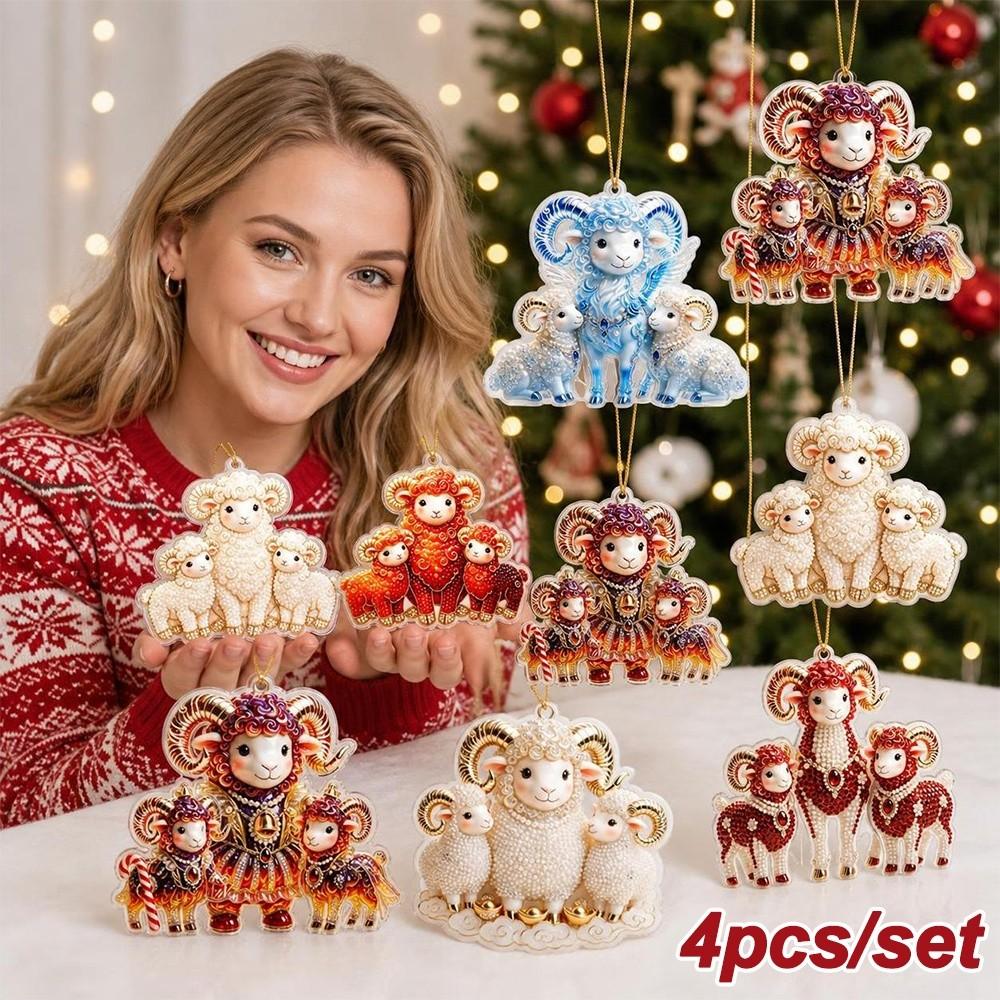 Shining Goat Hanging Ornament Set Acrylic Animal Hanging Decoration  Shop Window Display
