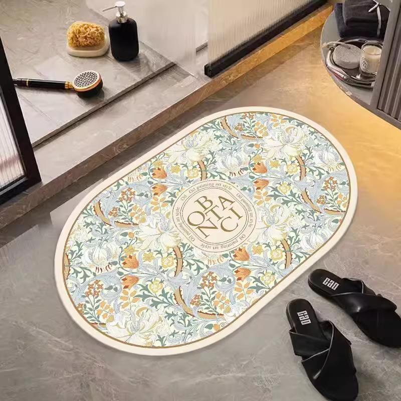 Bathroom Diatom Ooze Absorbent Floor Mat, Quick-drying Soft Cushion Dirt-resistant Household Floor Mat, American Toilet Mat