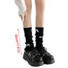Sweet Girls Leg Warmers Women Ribbed Knit Striped Foot Cover Elegant Bowknot Ruffled Trim Boot Cuffs Footless Calf Socks