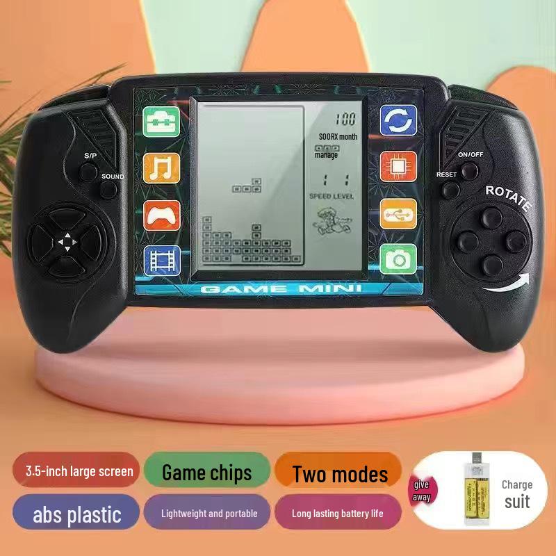Nostalgic Retro Russian Tetris Handheld Game Console with Large Screen for Children's Play.