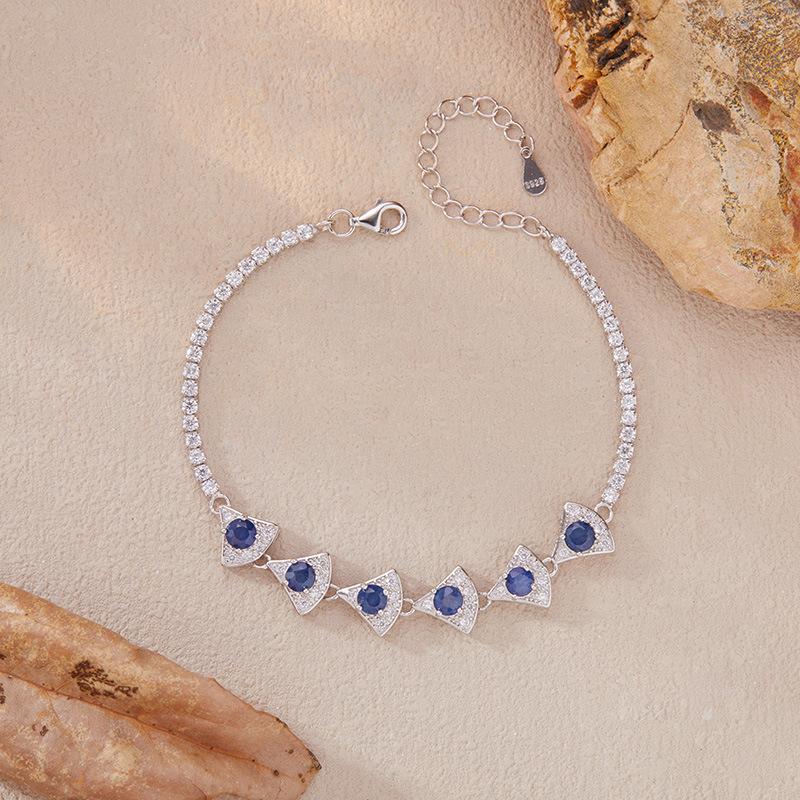 Natural Color Sapphire Color Sapphire Bracelet Women'S S925 Sterling Silver Color Treasure Jewelry Xiaohongshu