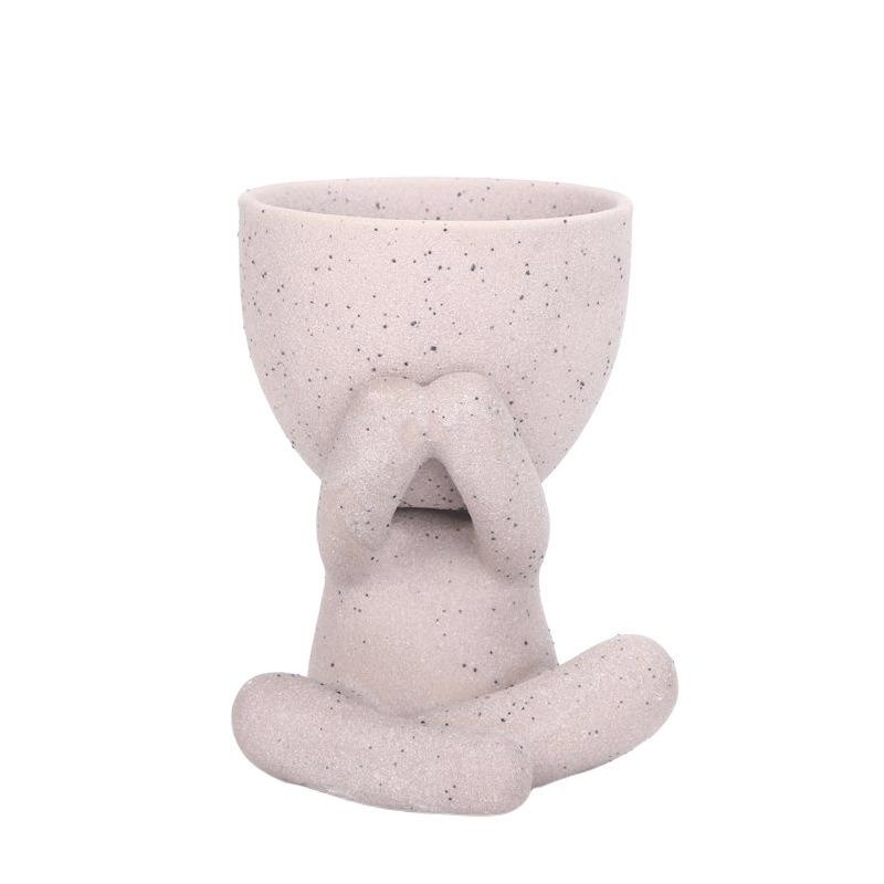 Creative Black Figure Flower Pot Plant Cactus Potted Abstract Ceramic Figure Flower Pot Figurine Coffee Table Living Room Decor