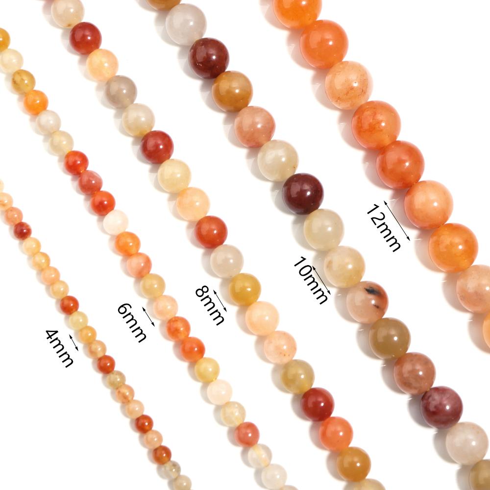 Natural Jades Stone Beads 4 6 8 10 12mm Lighter Imperial Jade Orange Round Loose Beads For DIY Jewelry Making Bracelets Necklace