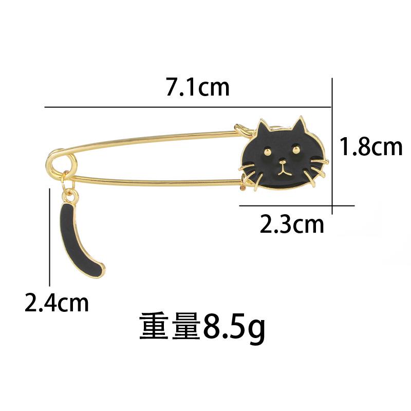 Blucome New Design Dripping Oil Cute Cat Wags Its Tail Animal Brooch Accessories Brooch