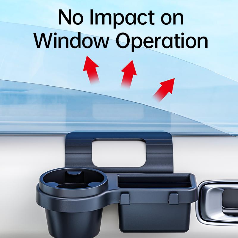 4-in-1 Car Cup Stand Phone Holder Mount Tray Side Door Window Storage Barrel Pocket Hanging Storage Rack with Auto Interior Accessories