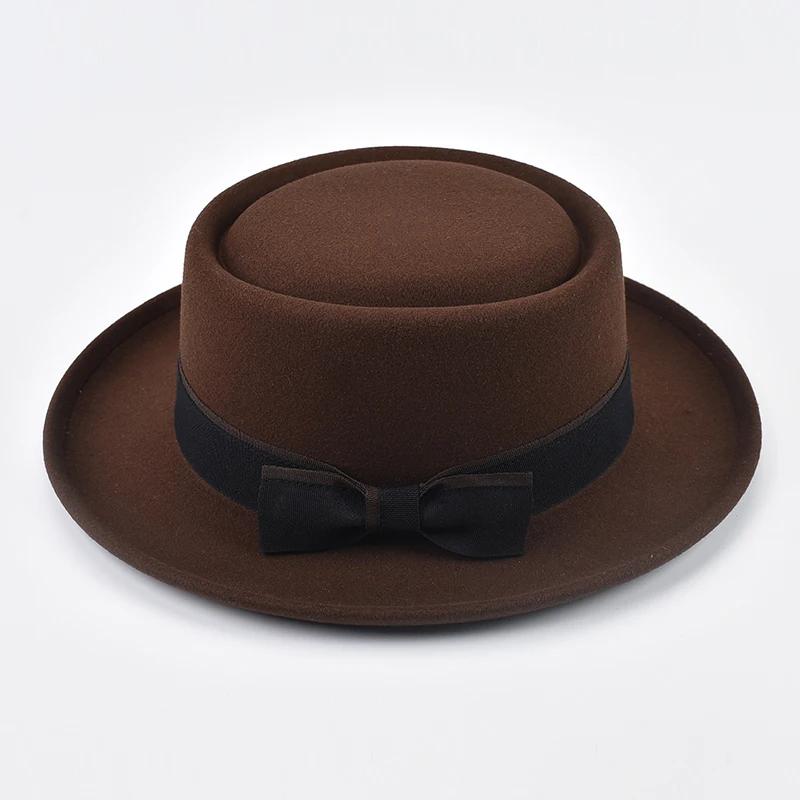 Cappello Jazz in Feltro a Tesa Arrotolata Vintage per Uomo Donna Cappello Pork Pie a Tesa Corta Cappello Trilby Fedora da Gentleman