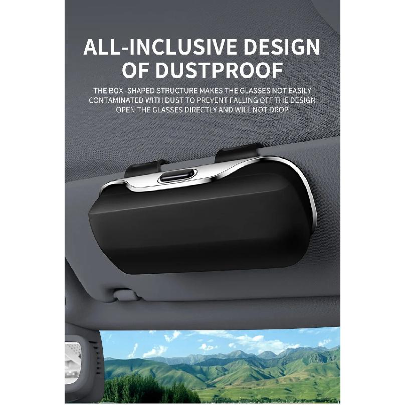 Universal Car Visor & Dashboard Sunglasses Holder – One-Hand Quick Clip, Scratch & Shockproof Eyewear Case Car Storage Organizer