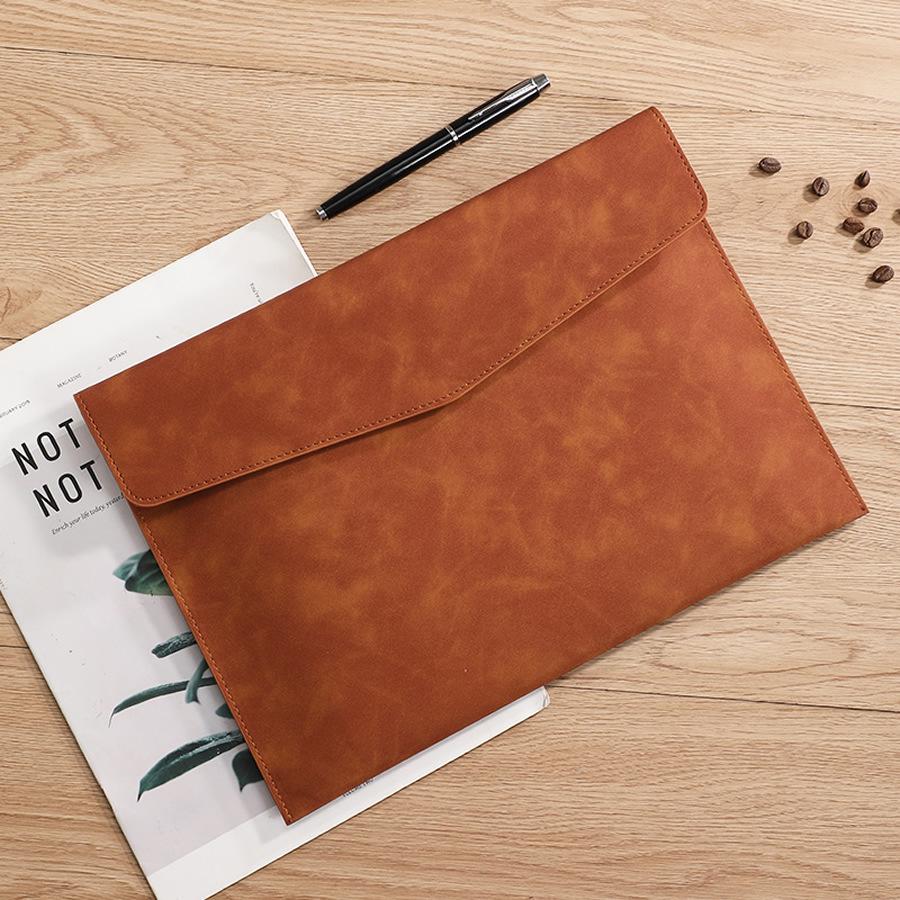 A4 Leather Waterproof Briefcase Folder with Large Capacity for Business Meetings