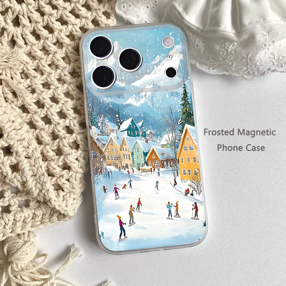 

Rural snow scenery Phone Case For iPhone 14,16,12,17,13,15,11 Max,Pro,Mini,Plus,Air,E Magnetic Frosted Transparent iPhone12PRO