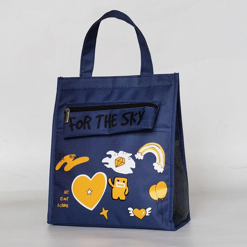 Lunch Box Handbag Student Cartoon Lunch  Bag with Large Capacity Thickened Insulation Cute Children's Hand-held Bento Lunch Bag Student Tutoring Bag