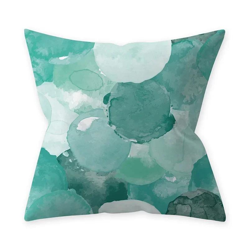 Teal Blue Cushion Cover Decorative Sofa Cushions Polyester Geometric Pillow Covers 45x45 Throw Pillows Single Side Pillowcases