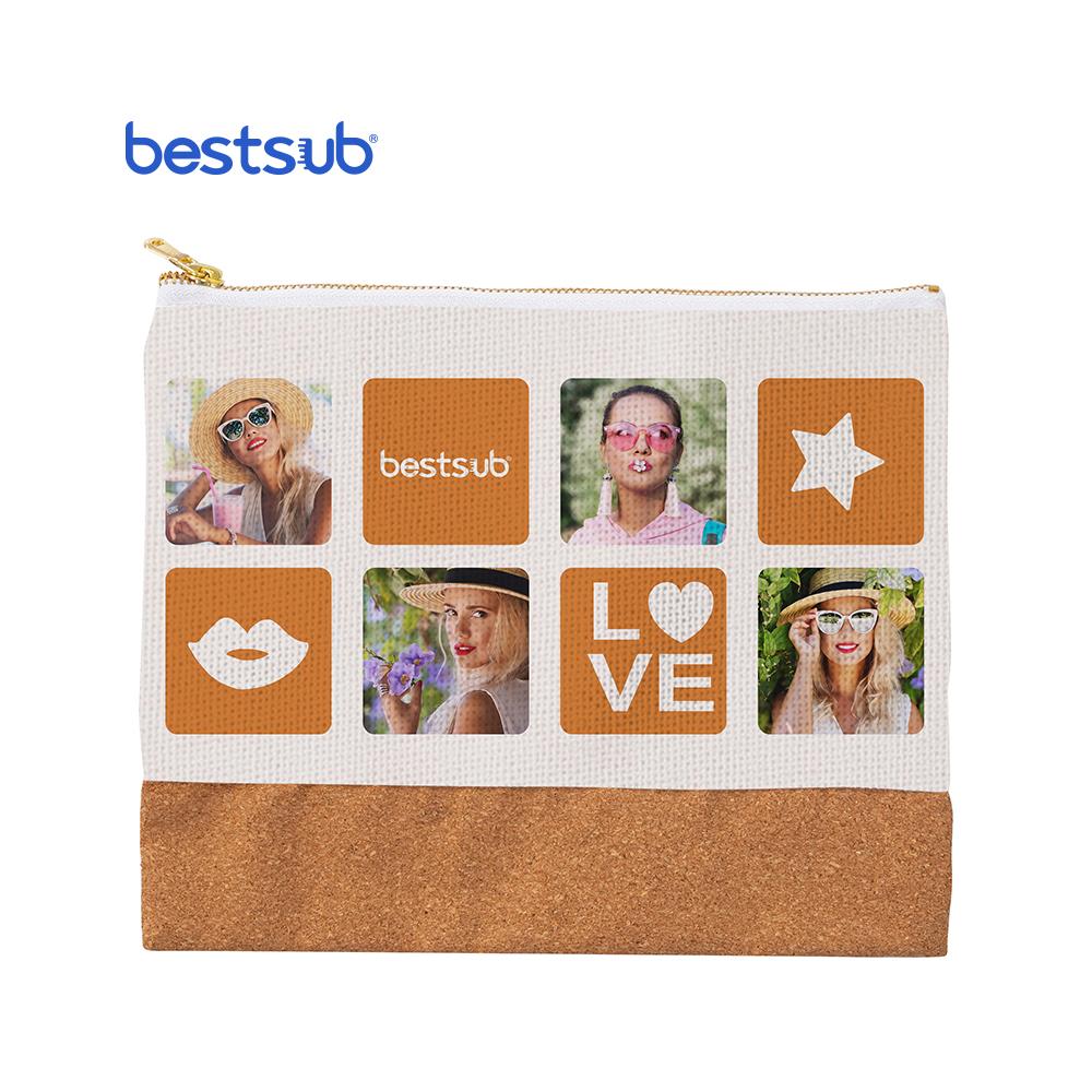 BestSub Custom Sublimation Blanks Linen Stitching Cork Pencil Case (Beige,17*21cm) бежевый