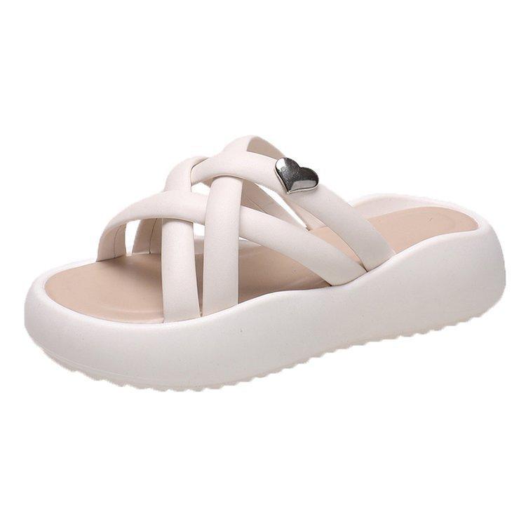 

Outer slippers women s 2025 summer new fashion beach slippers flat bottom versatile half slippers small fragrant cool slippers 40 бежевий