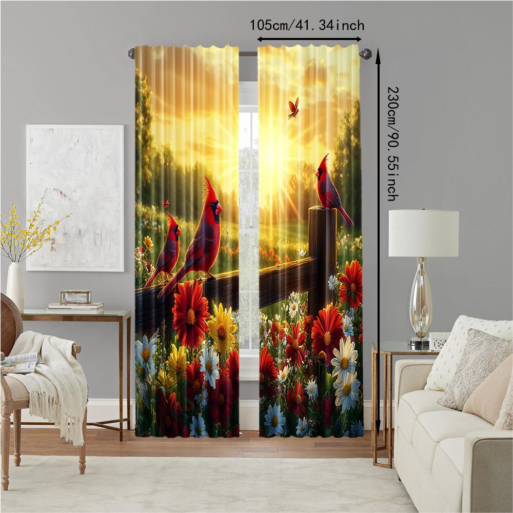 2 pcs   versatile polyester transparent curtains for home decoration Spring for use in bedrooms and living rooms