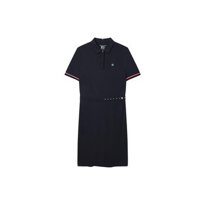 Robe Polo Classique Confortable pour le Travail avec Imprimé Lettres Robes pour Femmes Bleu Légendaire F11W321305F-NV