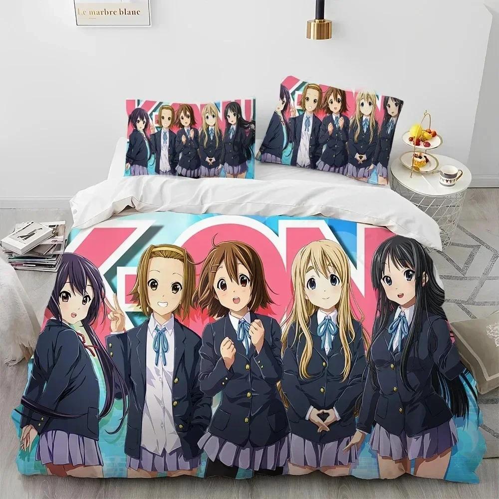 3D K-ON Cartoon Cute Lolita Kawaii Girls Bedding Set Printed With Pillowcase Duvet Cover Soft Queen King Size Bedclothes Home