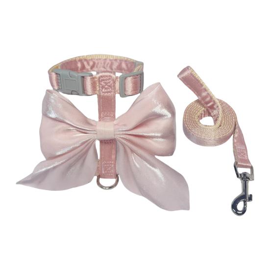 

Cute Bow Cat Harness Adjustable Kitten Harness Glossy Cat Harness with Leash for Kittens Adult Cats Party Outdoor Walks S розовый