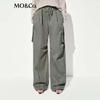 MO&Co. Women's High-Waisted Cargo Parachute Pants