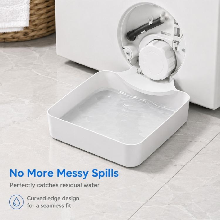 Washing Machine Water Pan Set with Raised Tray Design and Drain Fittings for Household Washer Floor Protection and Cleanup