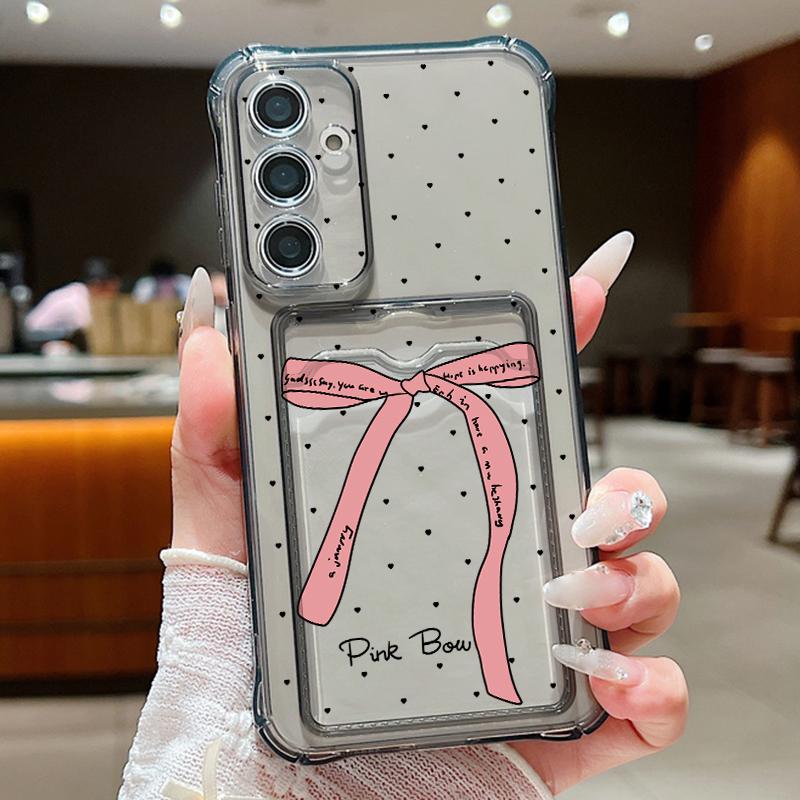 Bow Pattern Phone Case For Samsung Galaxy S26 S24 S23 Ultra S22 Plus S25 Edge S25 FE Shockproof Clear Card Bag Wallet Soft Cover