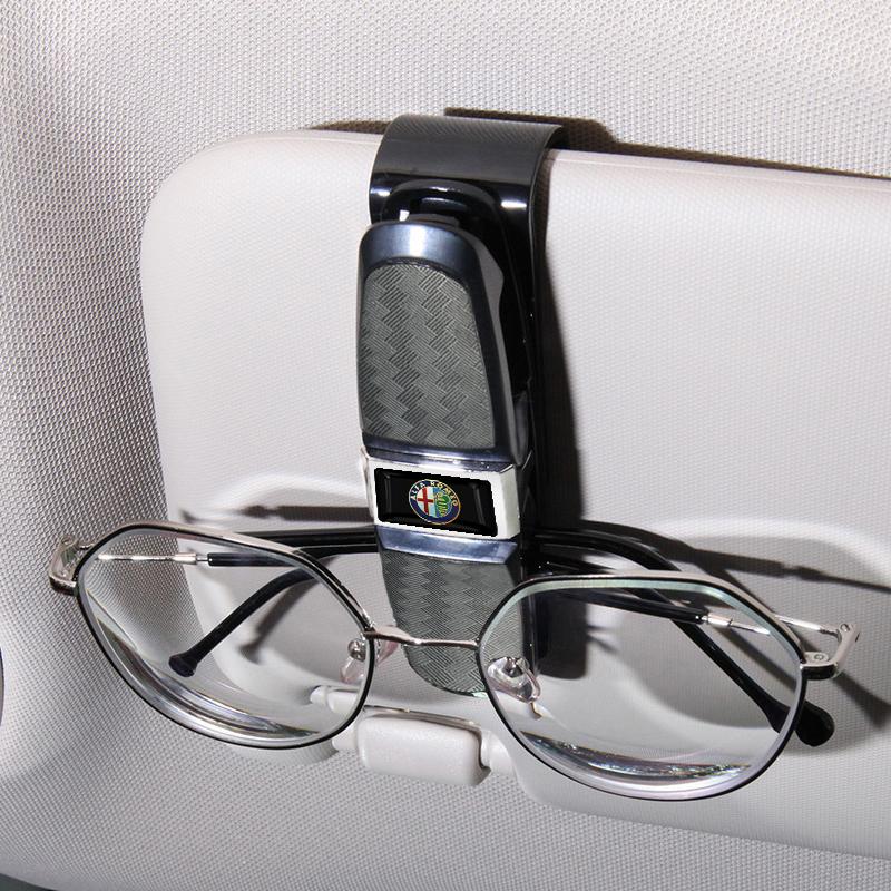 Car Auto Sun Visor Glasses Box Universal Sunglasses Clip Card Ticket for Alfa Romeo 159 147 156 166 Giulietta Giulia Mito Stelvio Brera Spider
