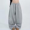 Unisex High-Waisted Drawstring Jogger Pants With Print Loose Wide-Leg Casual Streetwear Trousers