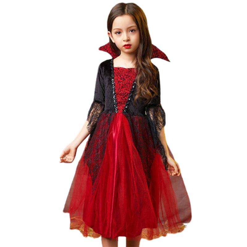 

Детский злой Хэллоуинский костюм вампира для косплея, красная тюлевая юбка, маскарадная вечеринка S