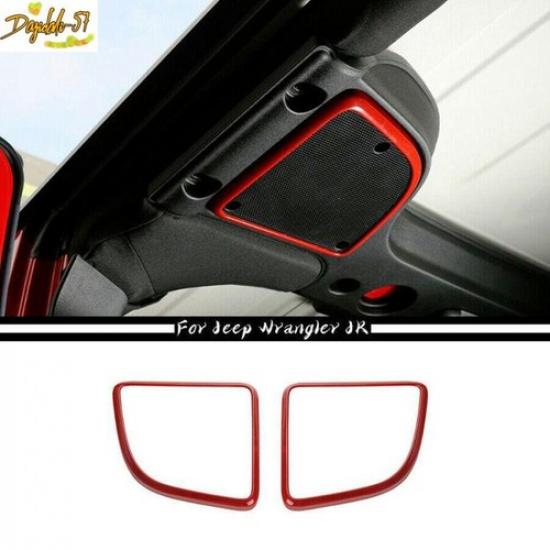 For Jeep Wrangler JK 2015-2017 Red Interior Top Roof Speaker Cover Trim Ring New