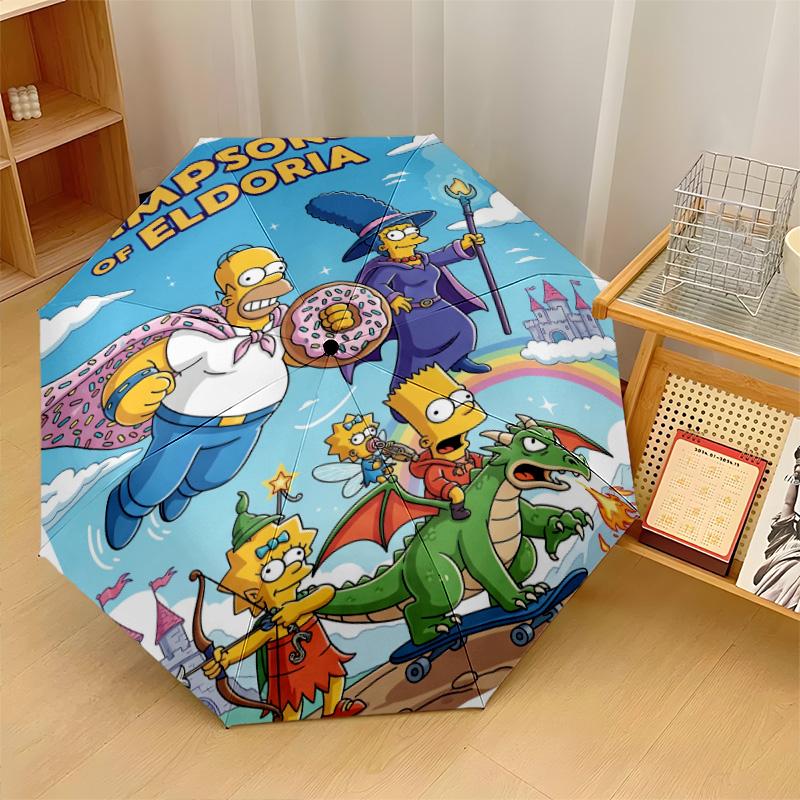 The Simpsons Windproof Auto 8 Rib Folding Umbrella Portable Outdoor Parasol