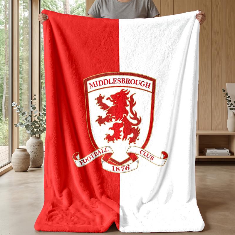 Coperta in Flanella con Stampa del Middlesbrough Football, Coperta Morbida Calda Leggera per Divano Letto Campeggio