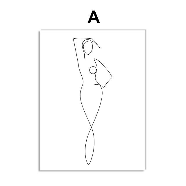 

Абстрактные минималистичные линии, постеры и принты для тела девушки, скандинавские настенные художественные картины на холсте, картины для гостиной, современный домашний декор 21*30cm