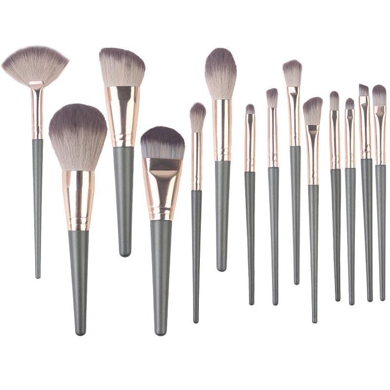 14 Pcs Ultra-Soft Green Makeup Brush Set for Face Eye Beginner-Friendly Cosmetic Tool Kit---### ?