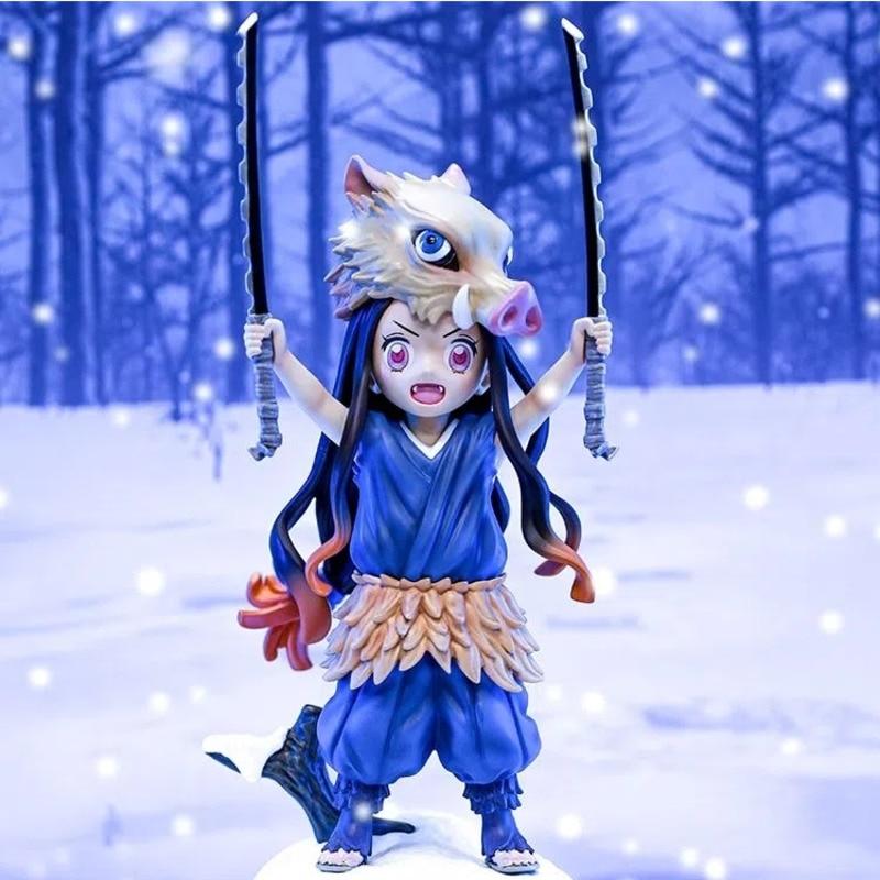 Anime Demon Slayer Kamado Nezuko Figure Kimetsu No Yaiba Hashibira Inosuke Action Figure Model Doll Toy Figurine Gift