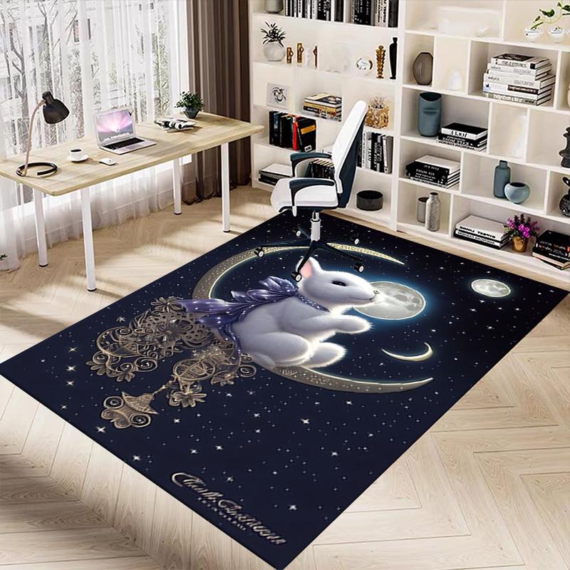 1pc Rabbit Moon Carpet Office Rug Outdoor Mat Home Decor Area Carpet Festival Gift Office Desk Chair Carpet