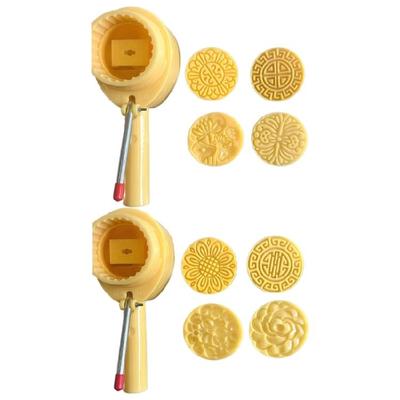 Ice Skin Mooncakes Mold ABS Plastics Cookie Mold Hand Press Pastries Mould Practical Moon Cakes Mold with 4 Stamp