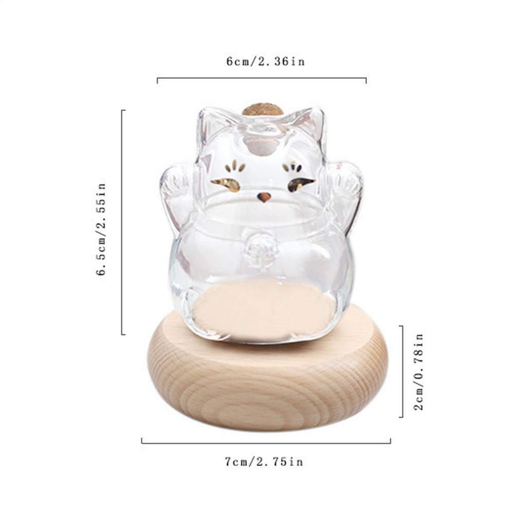 Clear Glass Coin Bank Small Gold Bean Bank Clear Gold Bean Container Cat Shape Saving Jar for Bookshelf Display Stand Wishing