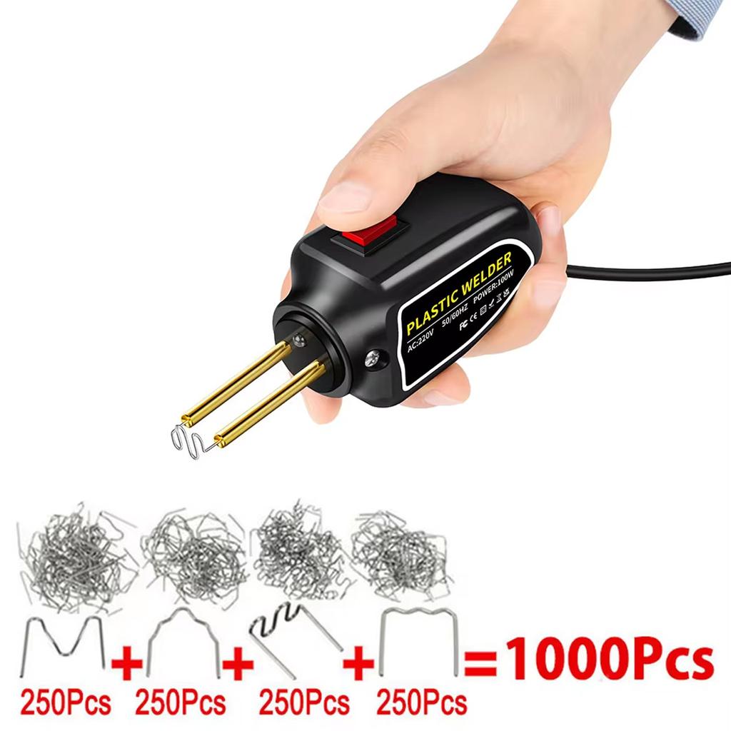 100W Portable Plastic Welder Hot Stapler Plastic Repair Kit Car Bumper Crack Kayak Repair Plastic Welding Machine Soldering Iron