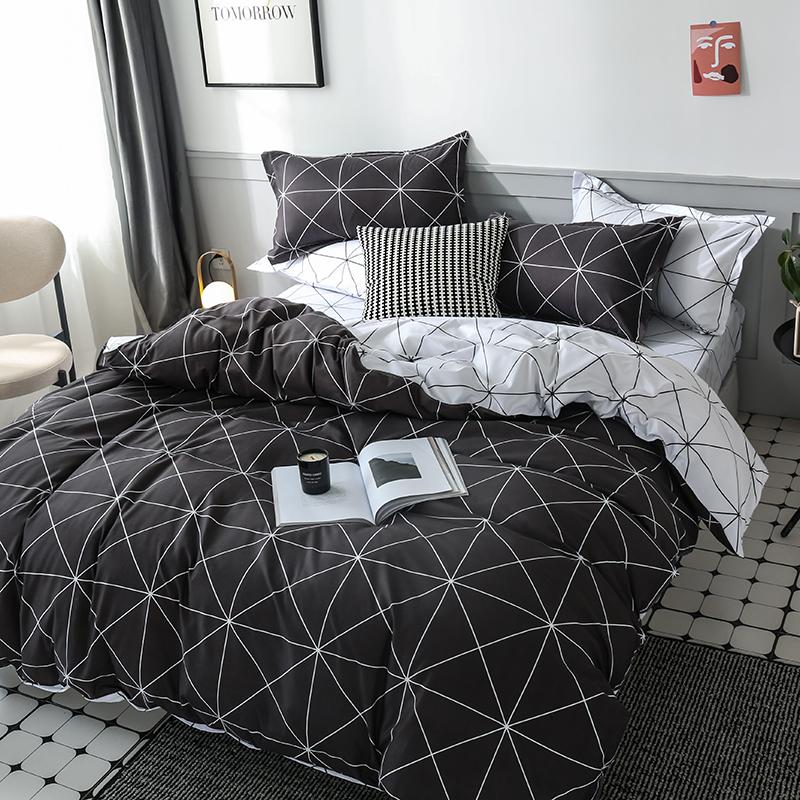 Queen Duvet Cover Set Soft Breathable Cooling Black Aesthetic Bedding Full King Single Double Comforter